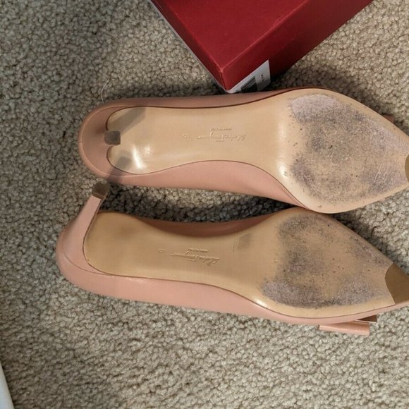 Salvatore Ferragamo Zeri Pointed Toe Pumps Blush/Tan Calf Leather 8 MSRP $750 main image 9